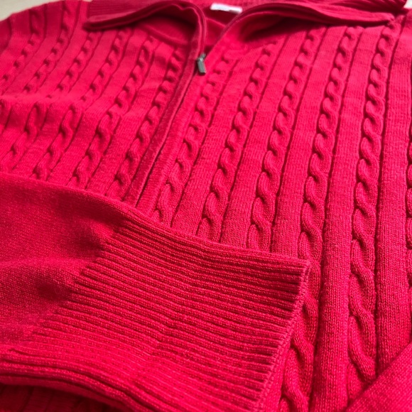 Northern Reflections Bright Red Cable-Knit Scoop Neck Sweater - Picture 2 of 4